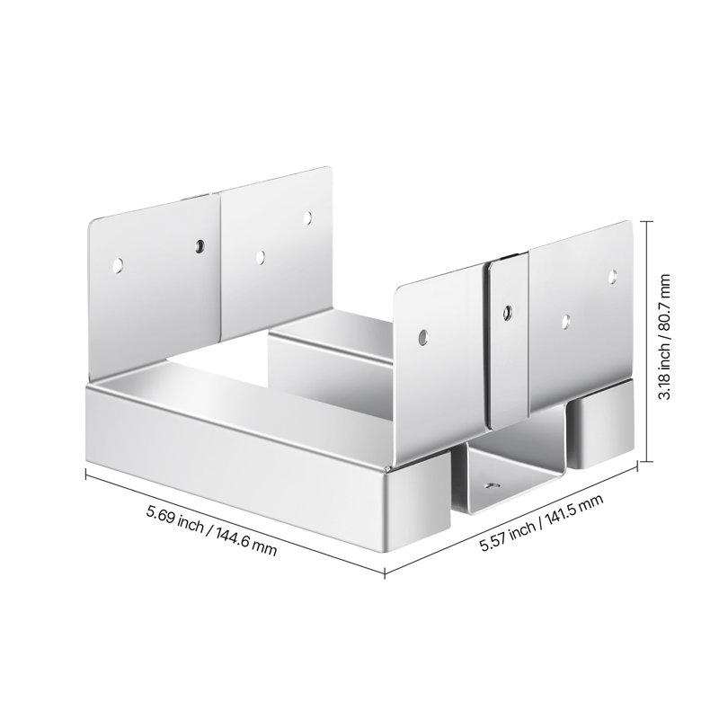 Paquet de 10 supports de base en acier galvanisé robuste 6 x 6 - Ancrage réglable pour poteaux de terrasse et de clôture en béton