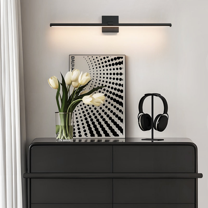 Barre lumineuse DEL 32 po 5CCT à intensité variable pour salle de bain, Noir mat