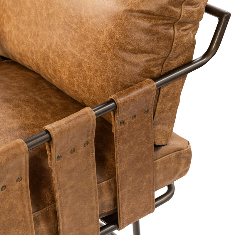 Chaise de salle à manger en cuir, Châtaigne
