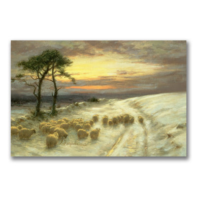 "Sheep in the Snow" par Joseph Farquharson, reproduction d'art sur toile