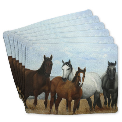 Horses in the Meadow Braided Polyester Boltwood Set of 6