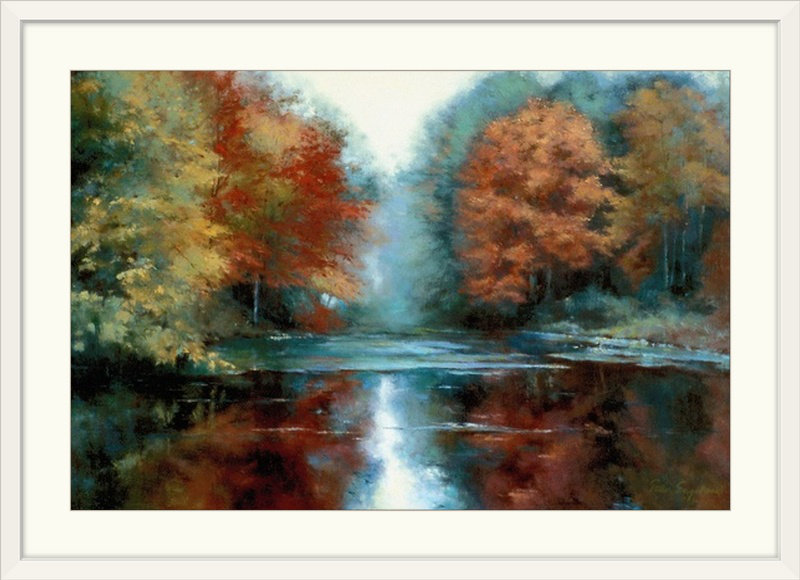 «Saco River» par Esther Engelman, reproduction d'art, Cadre blanc, H 28 po x l 38 po x P 1 po