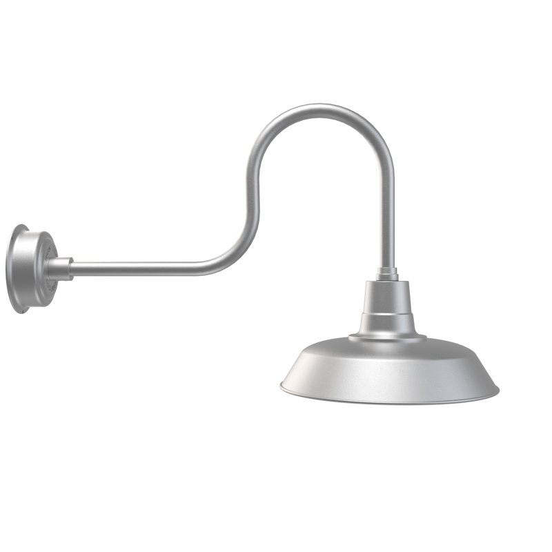Luminaire de grange d’extérieur à del Haleigh, H 23,13 po x l 16 po x P 39 po, Argent galvanisé