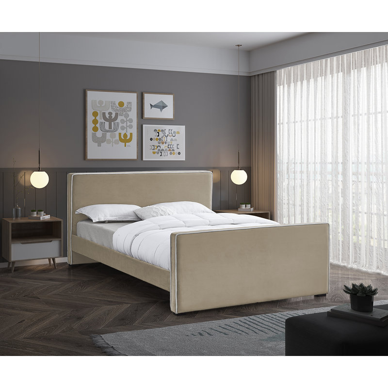Lit en velours Haneesh, King, Velours beige