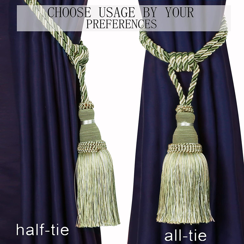 Chassi Rayon Adjustable 23.6" Curtain Tieback, Green