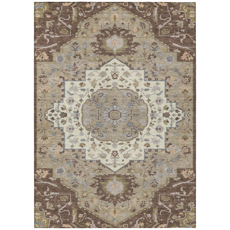 Tapis oriental lavable intérieur / extérieur 3 pi x 5 pi chocolat