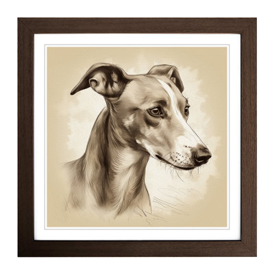 Whippet Drawing - Framed Print