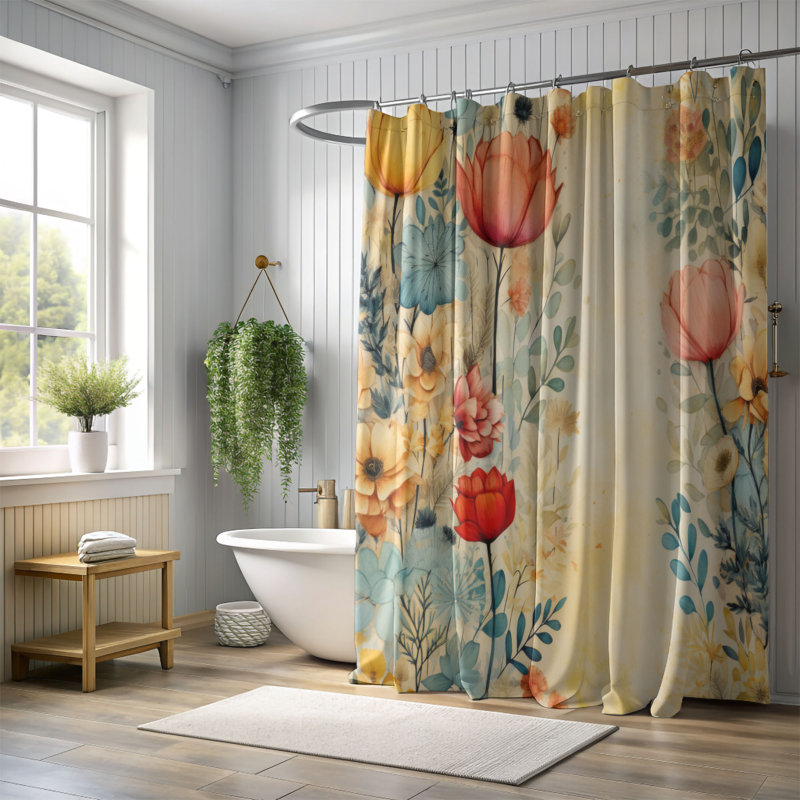 Rideau de douche Antique Blooms - Premium, H 74 po x l 71 po