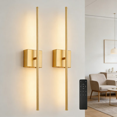 Wireless LED Wall Sconce With Remote Control, Stepless Dimmable Lighting 3000K-6000K, 350° Rotating Head, Rechargeable Battery For Living Room And Bedroom, Set Of 2