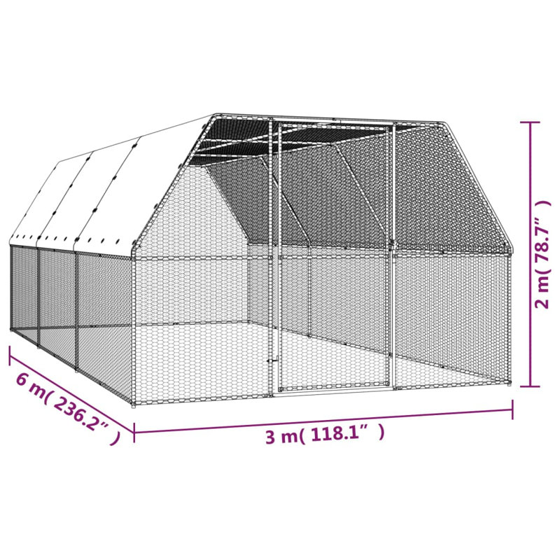 Crowder Weather Resistant Rabbit Cage, 200cm H x  300cm W x 600cm L
