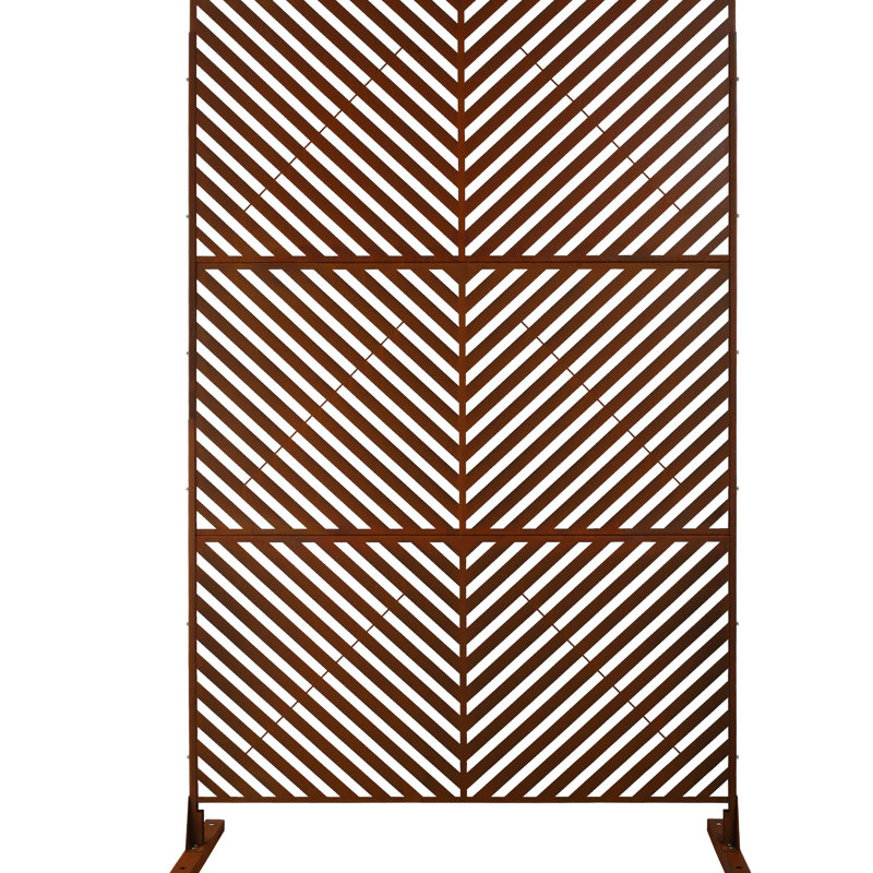 48" W76" H Metal Privacy Screen - Rust Red For Patio, Garden Stable Structure Lawn, Balcony Design