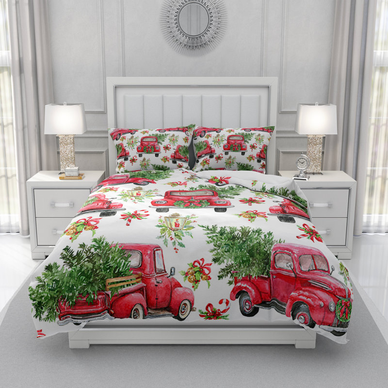  Ensemble de housse de couette camion et arbre de Noël, Housse de couette très grand et 2 taies
