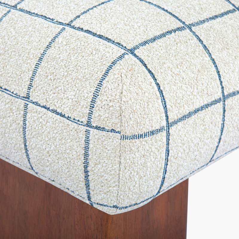Veasey Delilah 36" Ottoman, Natural Walnut, Harbor Windowpane