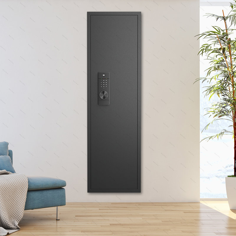 53" Passwod Touch Panel In-Wall Safe,Hidden Wall Gun Safe for Rifles with Adjustable Shelves,Assembled Storage Multifunctional Wall Safe for Firearm and Valuables (Digital)