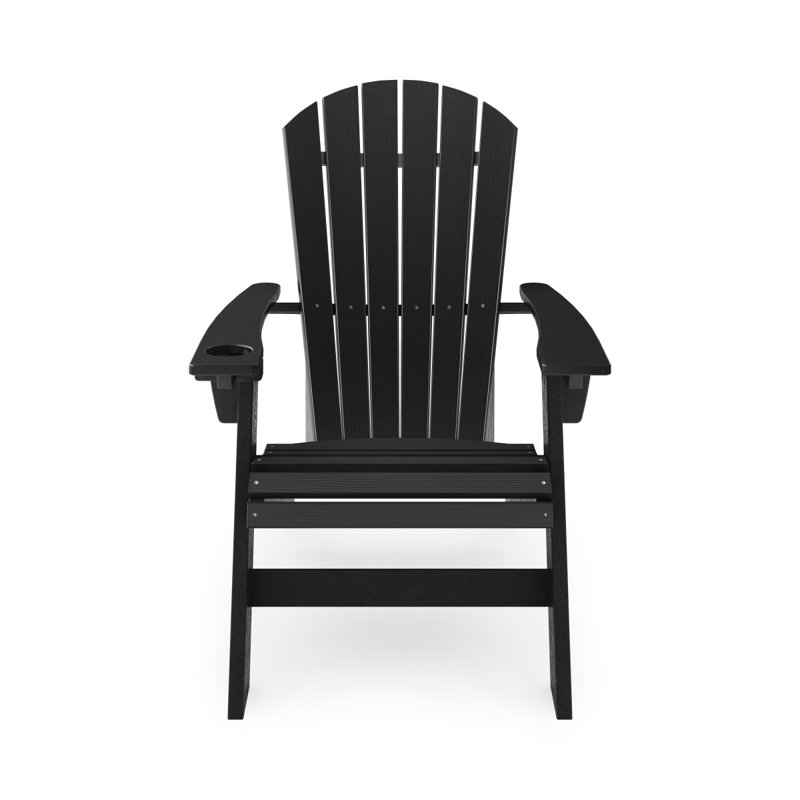 Black Adirondack Chair – Sturdy HDPE Poly Lumber For Poolside, Patio, And Garden Relaxation, Black