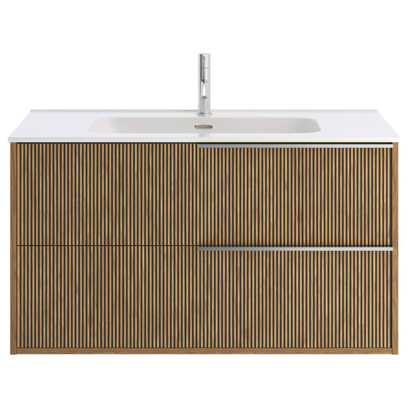 Kora 39.76" Wall Mounted Single Bathroom Vanity with Top, Silver