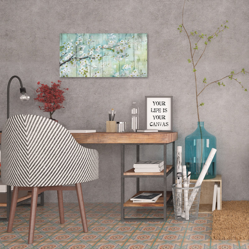 Barnwood Cherry Blossoms by Tre Sorelle Studios - Wrapped Canvas Print, 60.96cm H x 30.48cm W