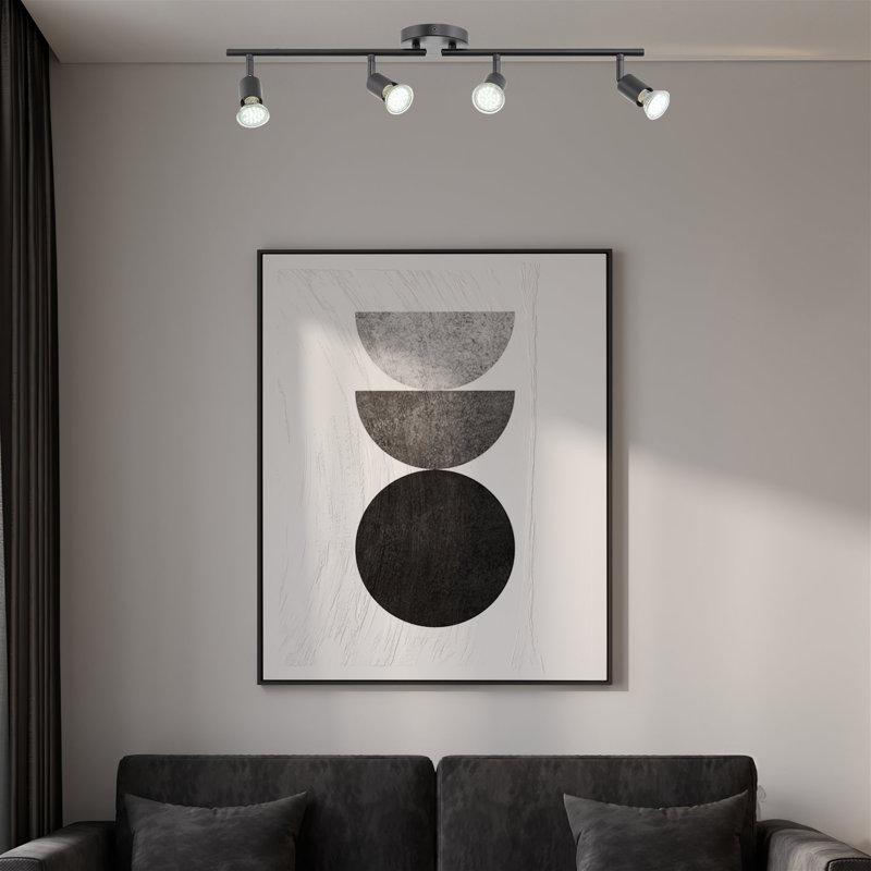 Luminaire mural / plafonnier directionnel moderne 4 lumières 26,5 po Kira Home Langford + ampoules DEL 4 W, têtes réglables, finition nickel brossé