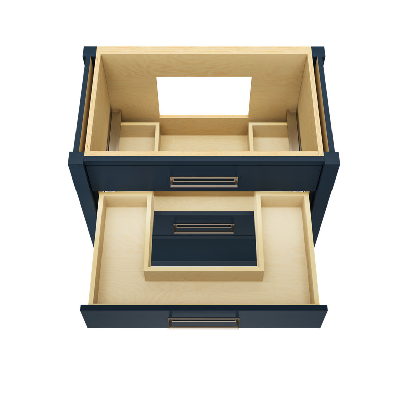 Kiawah Three-Drawer Single Bath Vanity, Hague Blue, Satin Nickel, 36"