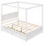 Lit à baldaquin avec espace de rangement supplémentaire, blanc brossé, L 79,5 po x l 56,9 po x H 71,2 po, lit double de construction solide et matériaux, 2 tiroirs pour la chambre à coucher