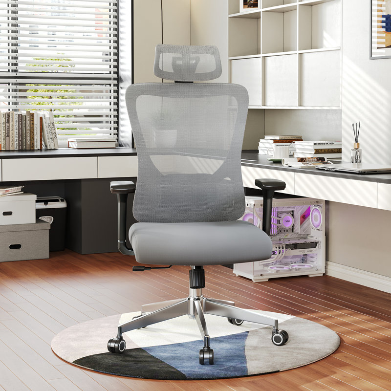 Breathable Mesh Back Ergonomic Office Chair With Headrest, Gray