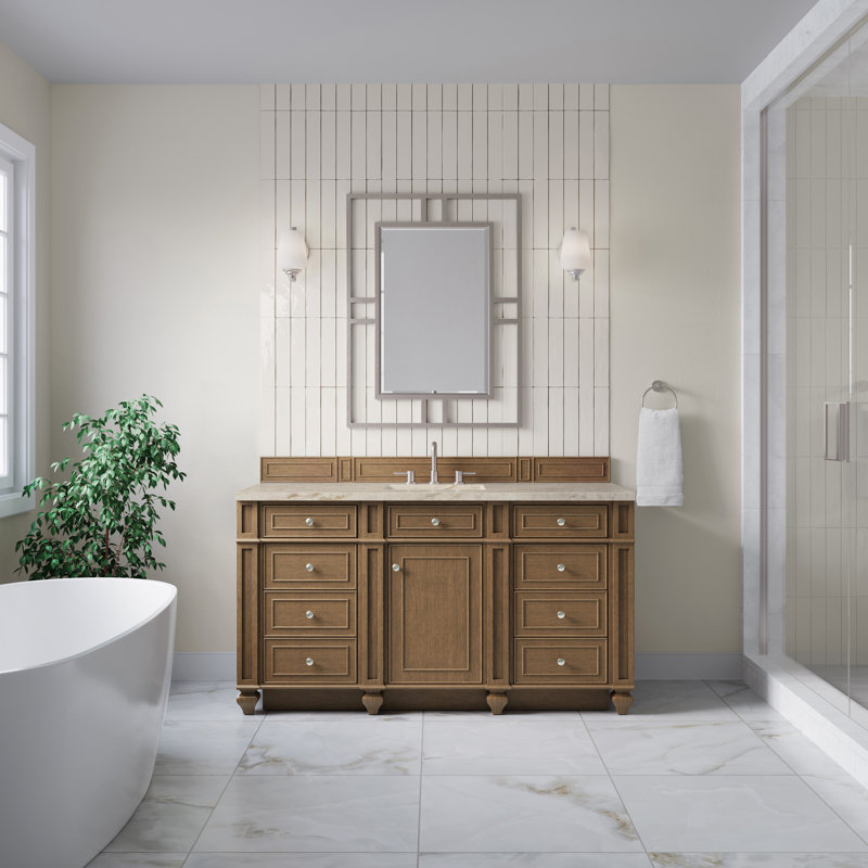 Bristol 60'' W Single Vanity, Saddle Brown, Tajnar Eclos, 8" Widespread