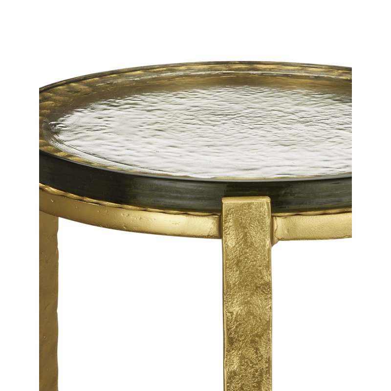 Acea Glass End Table, 23.5" H x 12" W x 12" D, Gold