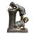 Joyful Boy and Girl Outdoor Floor Water Fountain, 27" with LED Lights, Bronze