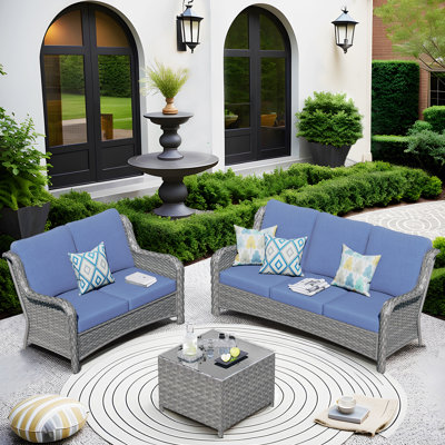 Tommy Polyethylene (PE) Wicker 5 - Person Seating Group with Cushions by Lark Manor