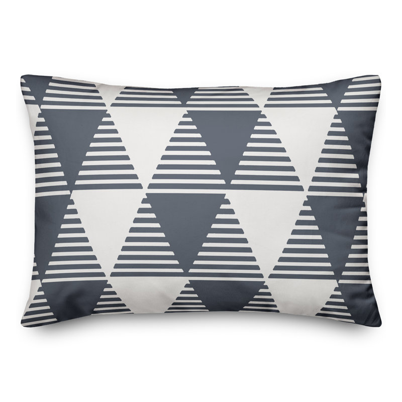 Slate Geometric Triangles Indoor/Outdoor Reversible Throw Pillow