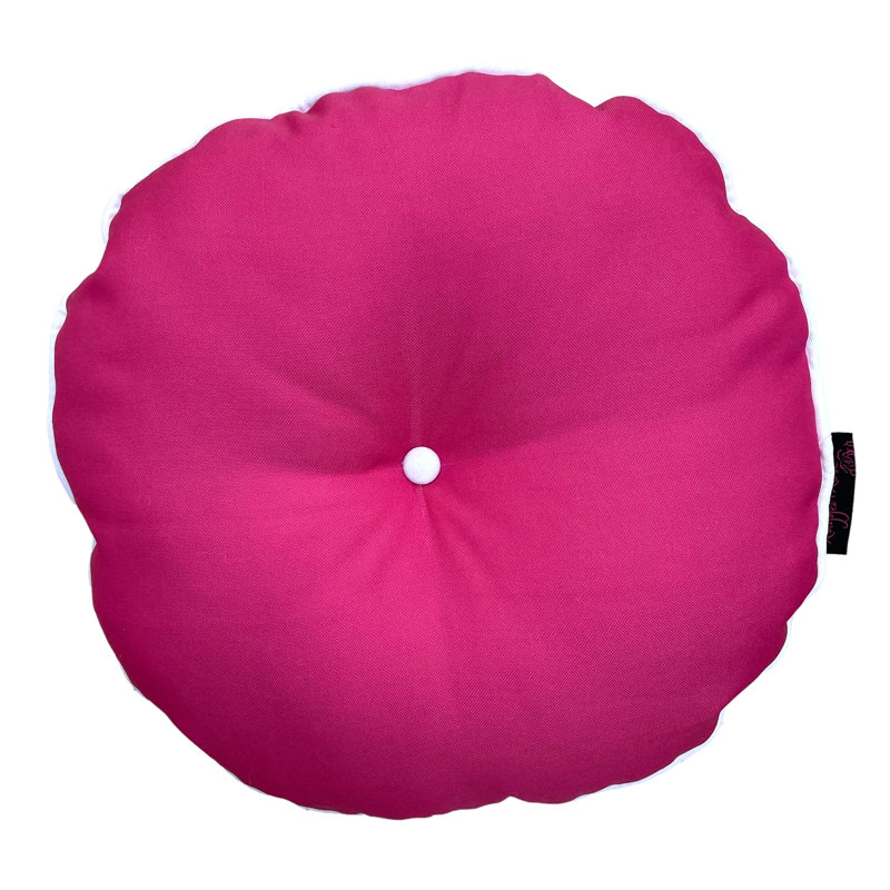 Indoor / Outdoor Grey Circular Throw Cushion, Pink