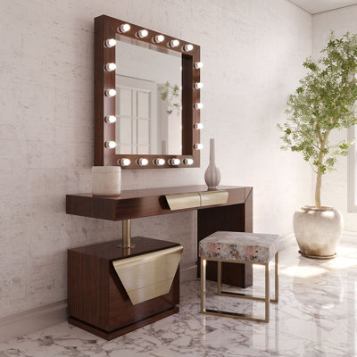 Ensemble coiffeuse avec tabouret et miroir Lovins