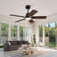 Ventilateur de plafond intérieur / extérieur de 42 pouces avec lumière en bois massif noir, moteur à courant continu contrôlé à distance