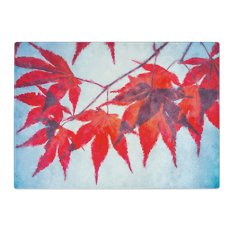 Tempered Glass Leaves of a Maple Tree Chopping Board, 28.5 cm x 39 cm