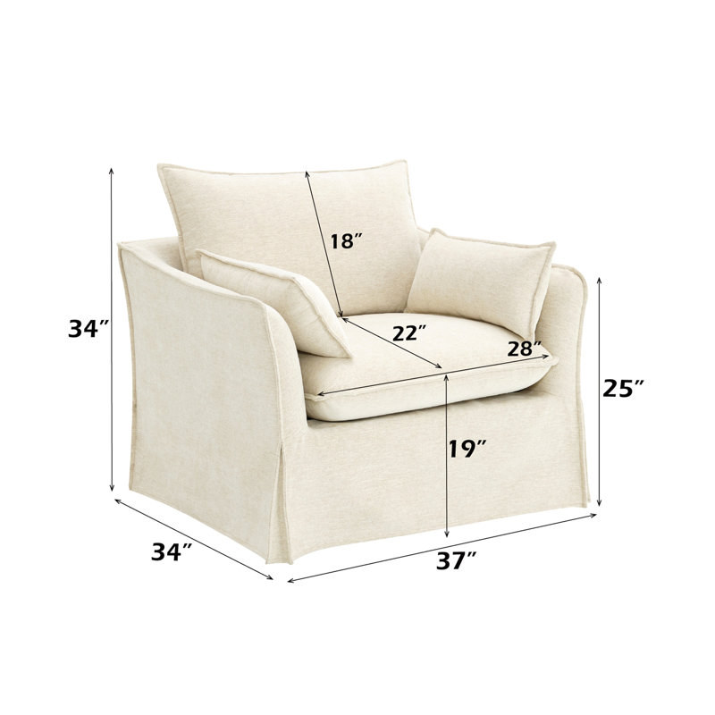Chaise en lin Shane beige avec 2 coussins