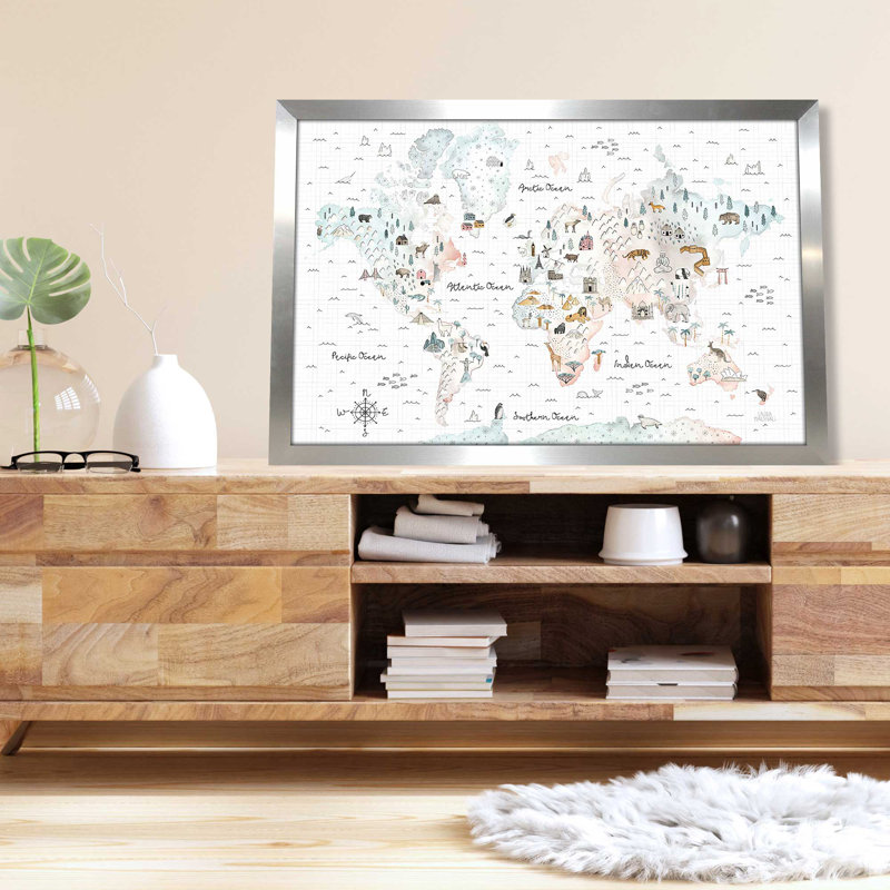 "World Traveller I", reproduction sur acrylique, H 33,5 po x l 49,5 po x P 1 po