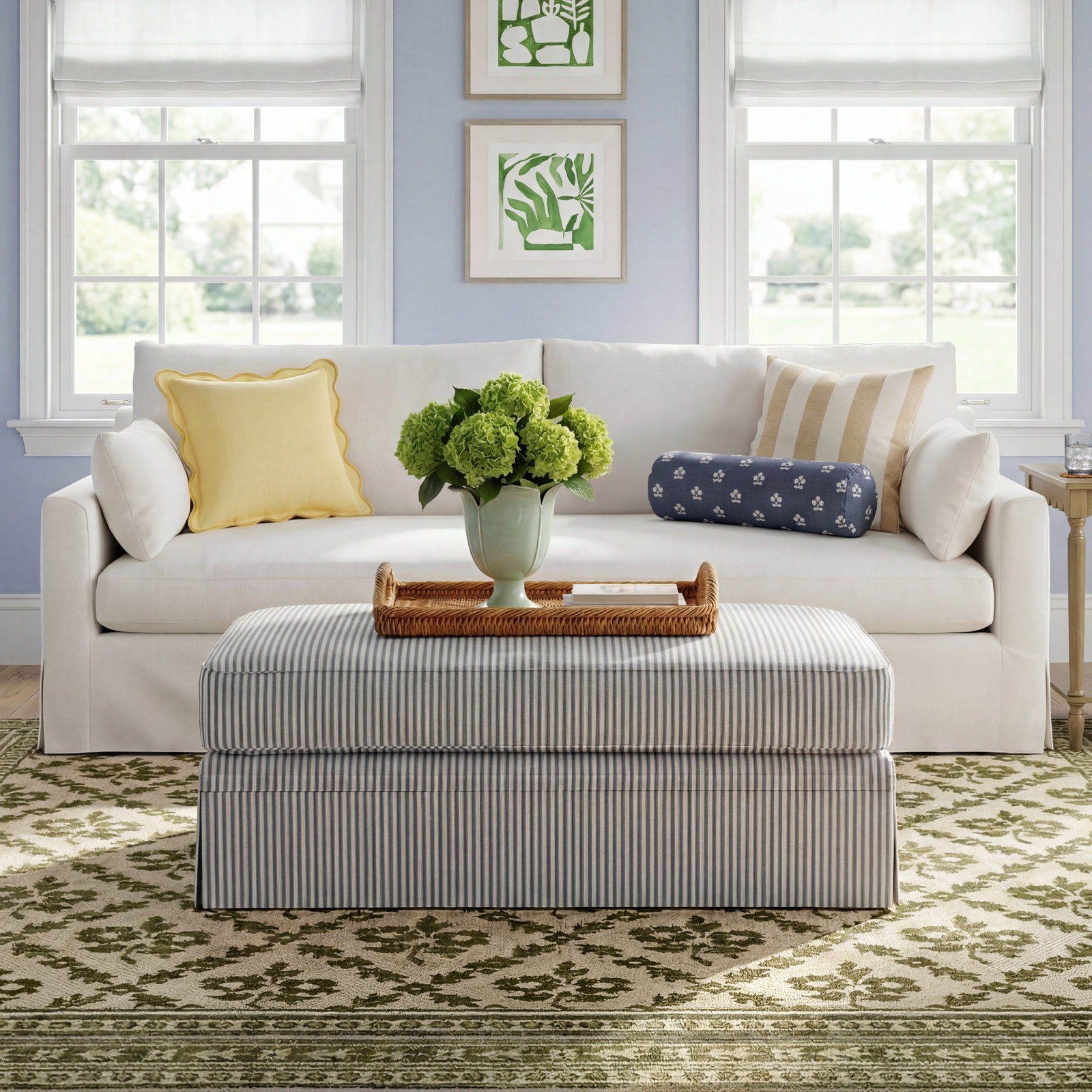 Shelby 47" Cotton Ottoman, Bayou Flame Canvas