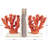 Polystone Textured Coral Decorative Orange Bookends with Cream Base Set
