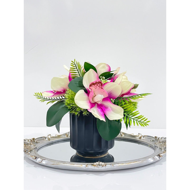 Real Touch Purple Orchid Stems - Faux Purple Orchids For Decor - Silk Flowers For French-Inspired Spaces