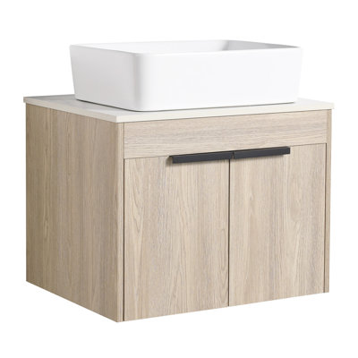 Meuble-lavabo moderne 24 po avec lavabo en céramique et fixation murale