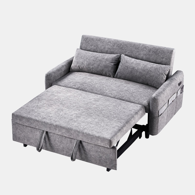 Canapé-lit moderne de 54,5 po Morisel, Gris chenille