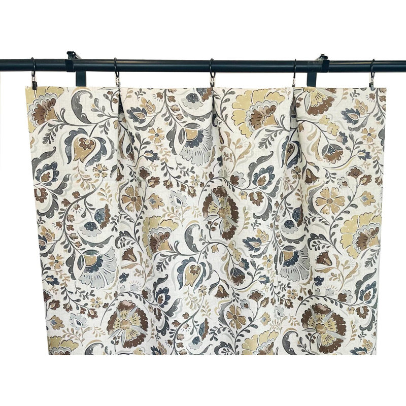 Tan Brown Gold And Grey Floral Curtains, 50" W x 50" L