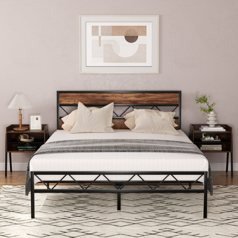 Alicia Metal Piece Bedroom Set, Brown, Queen
