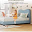 Structure de lit avec tête de lit tapissier, lit plateforme robuste à profil bas avec tissu bouclé doux-526979033-526979034