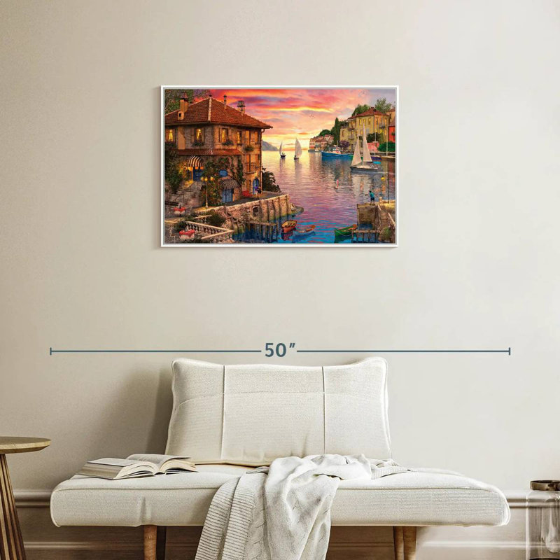 Le port méditerranéen, Cadre flottant blanc, 31 po x 21 po