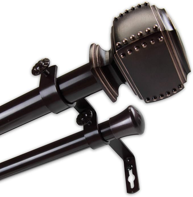 Brock 1" Curtain Rod, Bronze, 28" - 48"