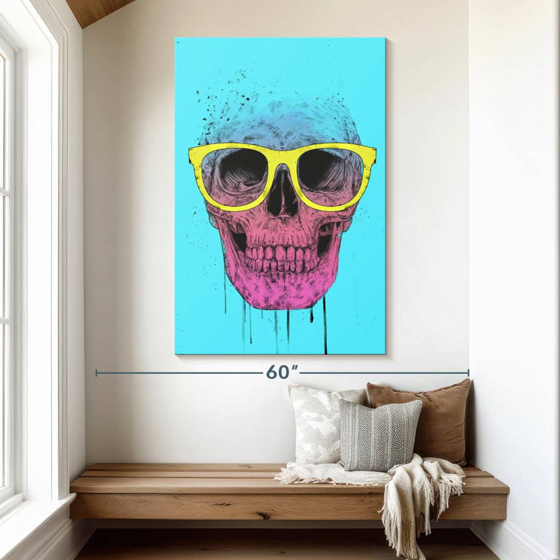 Crâne pop art avec lunettes Kerner, H 51 po x l 34 po