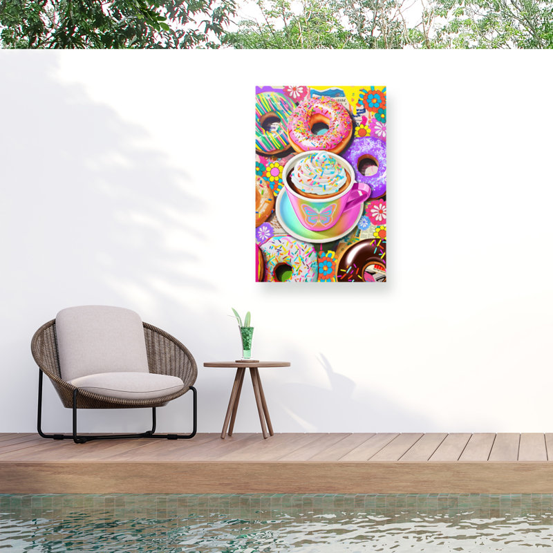 «Jess Stempel Coffee Donuts» 1 toile d'extérieur, H 12 po x l 19 po