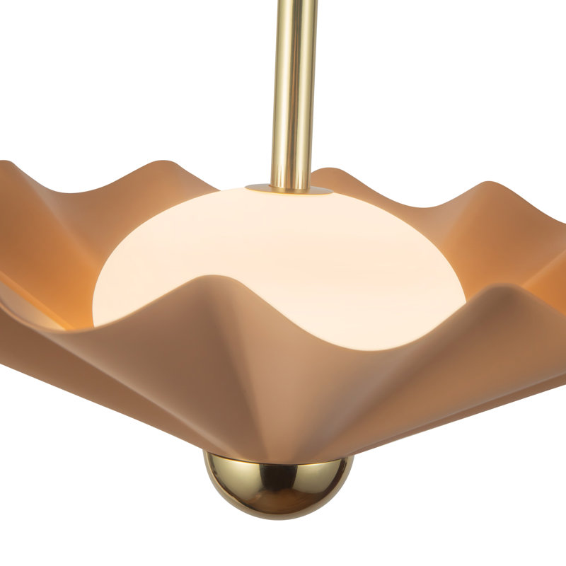 Furrow 16-in Red dimmable LED Pendant, 16-in, Pink