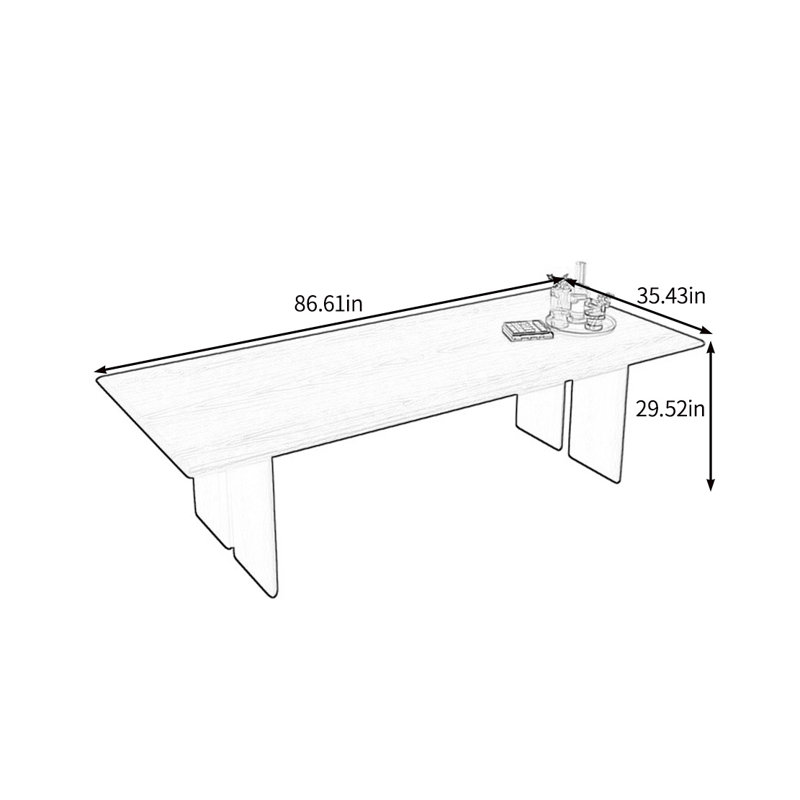 Elegant and practical solid wood dining table, 29.52"H x 86.61"L x 35.43"W